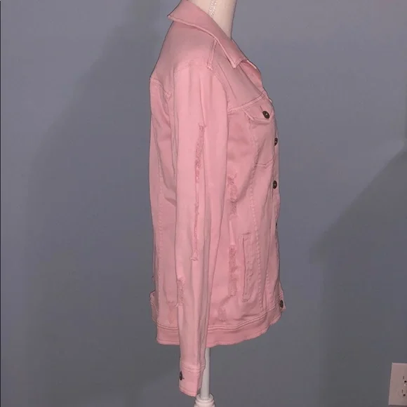 New Arizona Co. distressed pink jean jacket - Picture 2 of 8